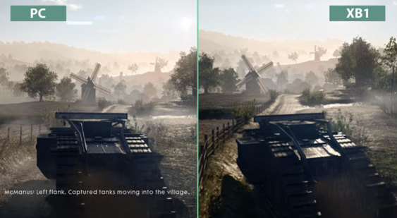 Видео Battlefield 1 - сравнение графики на ПК и Xbox One